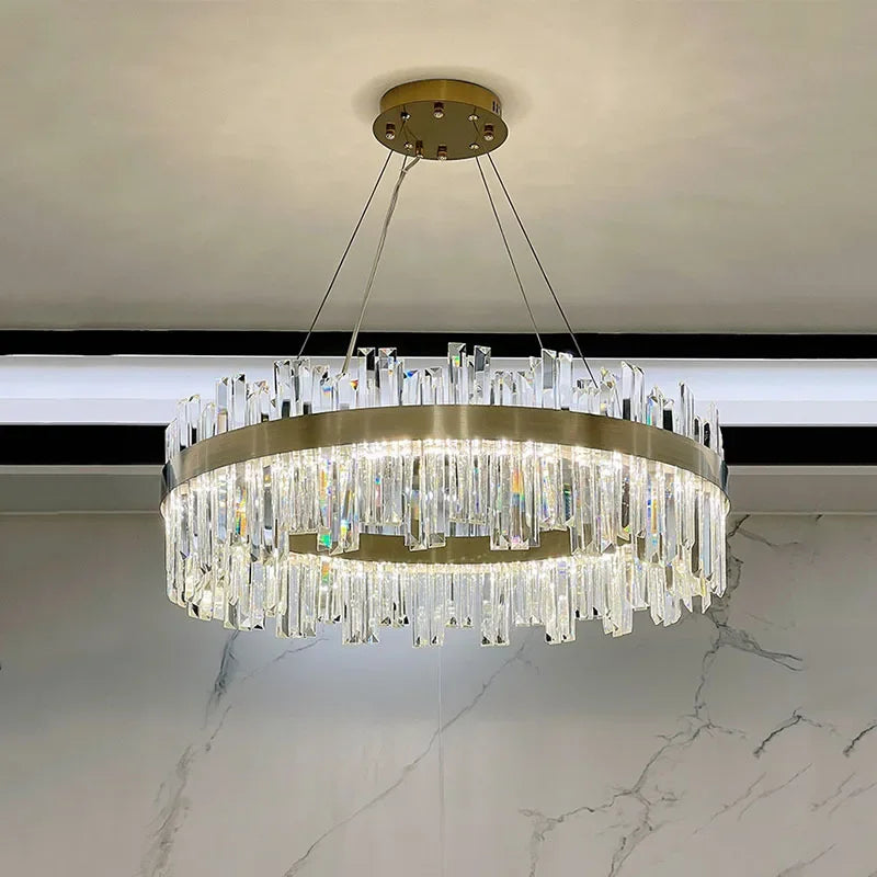 Afralia™ Crystal Chandelier: Modern LED Chrome Gold Lighting for Living Room Bedroom Kitchen