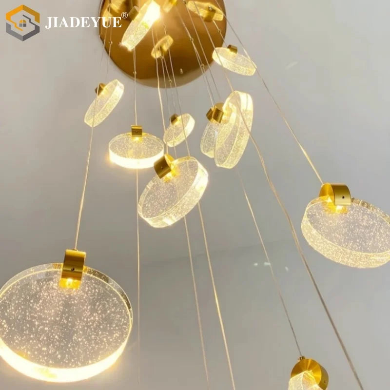 Afralia™ Crystal Spiral Chandelier LED Modern Minimalist Staircase Living Room Light
