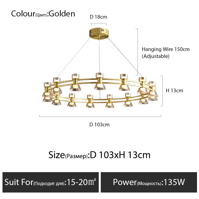 Afralia™ Copper Ring Pendant Lamp for Modern Luxury Living Room, Bedroom, Restaurant, Bar & Home Decor.