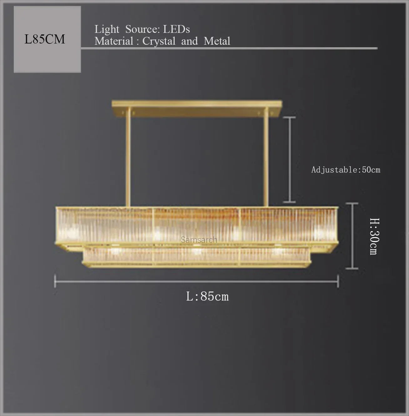 Afralia™ Golden Brass Crystal Chandelier - Modern Luxury Round Linear Hanging Light