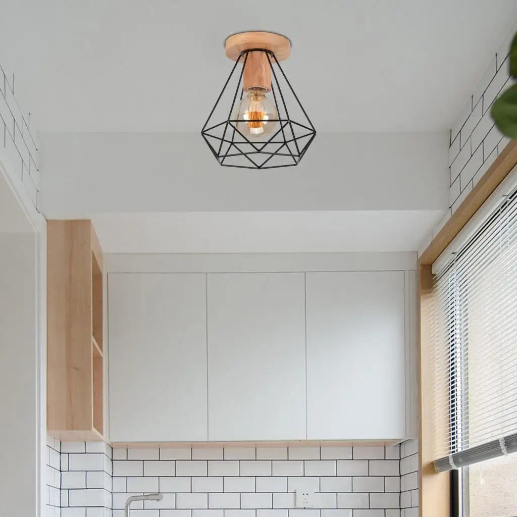 Afralia™ Vintage Iron Ceiling Light for Bedroom, Kitchen, Living Room