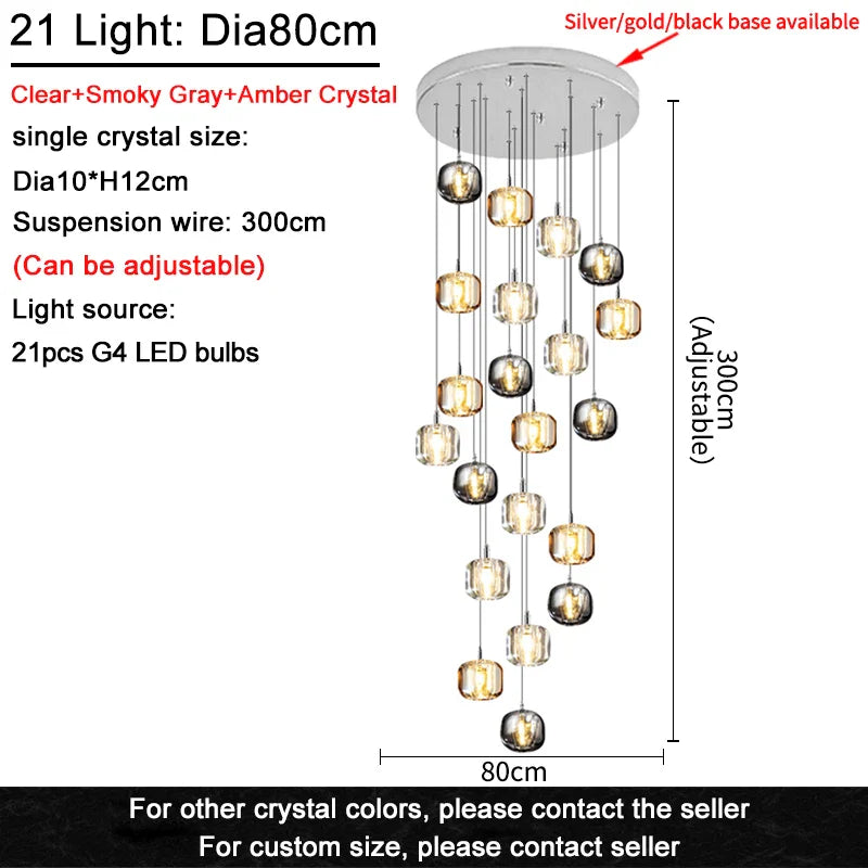 Afralia™ Crystal LED Ceiling Chandelier for Living Room, Bedroom, Dining, and Kitchen