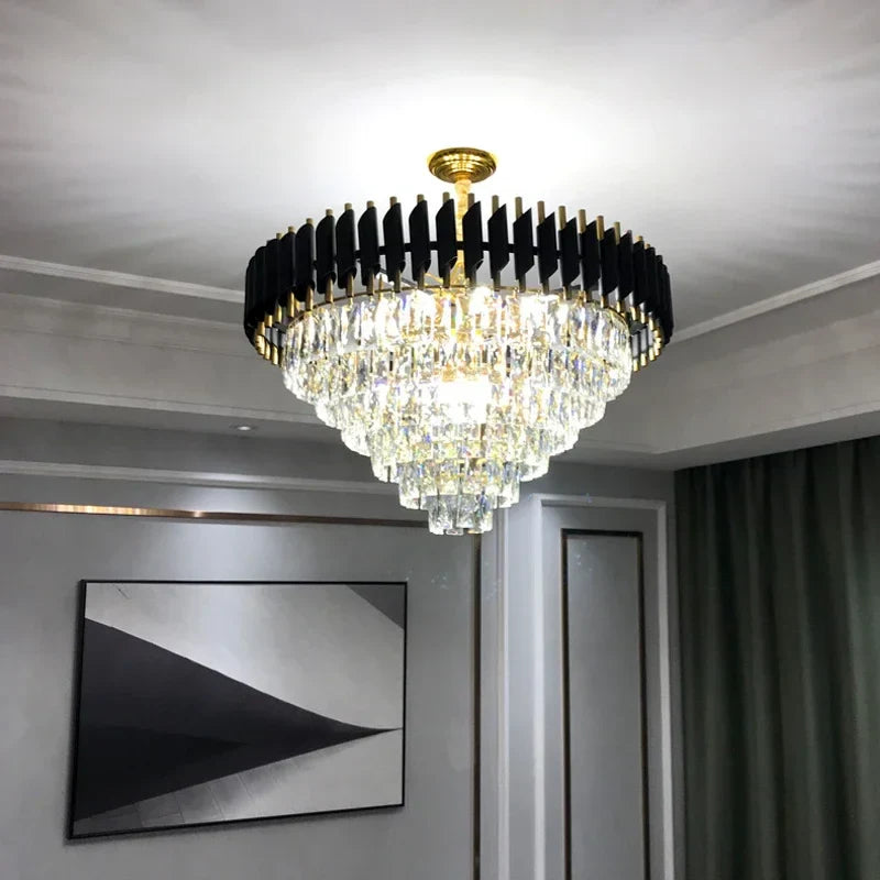 Afralia™ Crystal LED Pendant Chandelier: Modern Luxury Living Room Dining Lighting Fixture