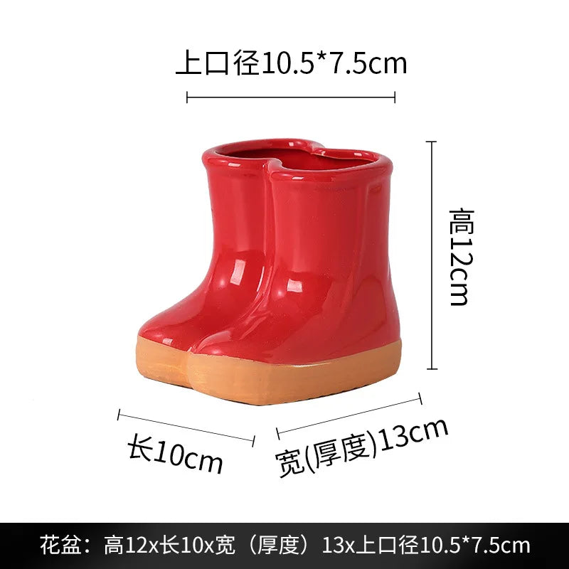 Afralia™ Ceramic Rain Boots Flower Vase - Garden Pot Home Decor Accessories
