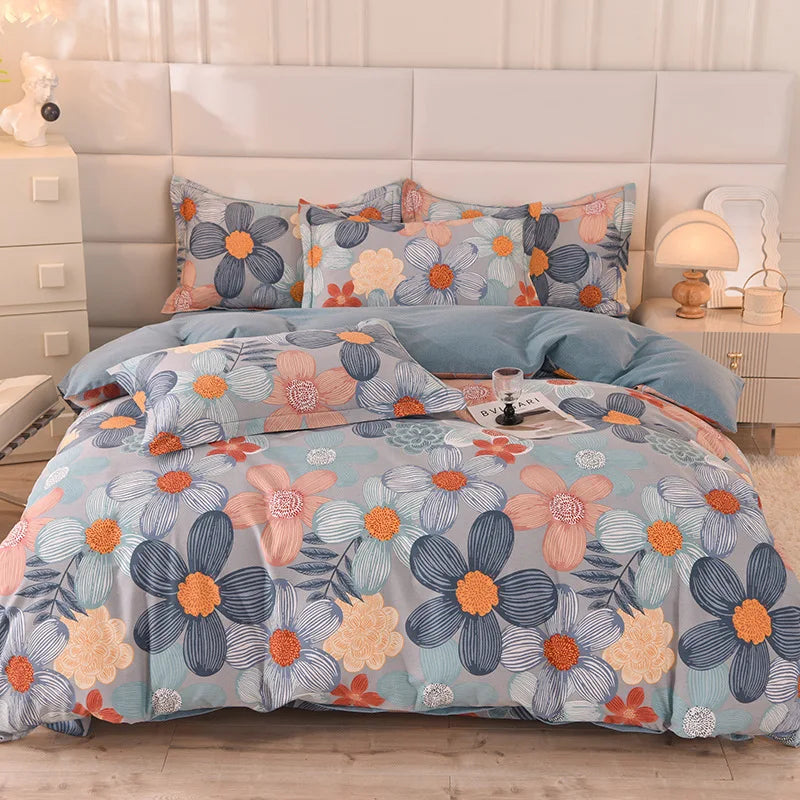Afralia™ Cotton Thickened Bedding Set - Single/Double Size, High Quality, Warm & Soft.