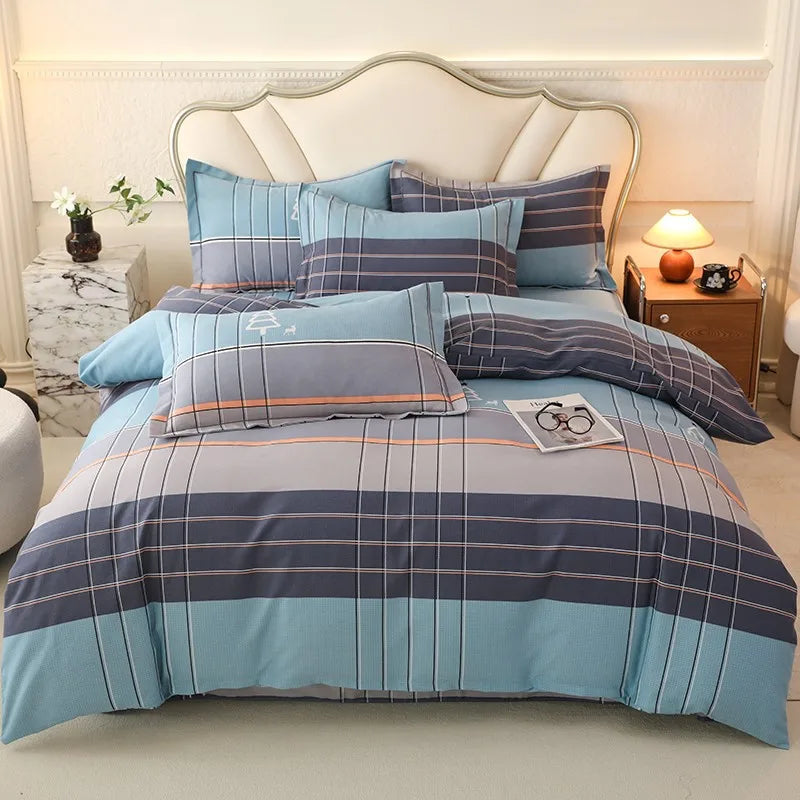 Afralia™ Brushed Cotton Printed Duvet Cover Set - Single/Double Bed Bedclothes