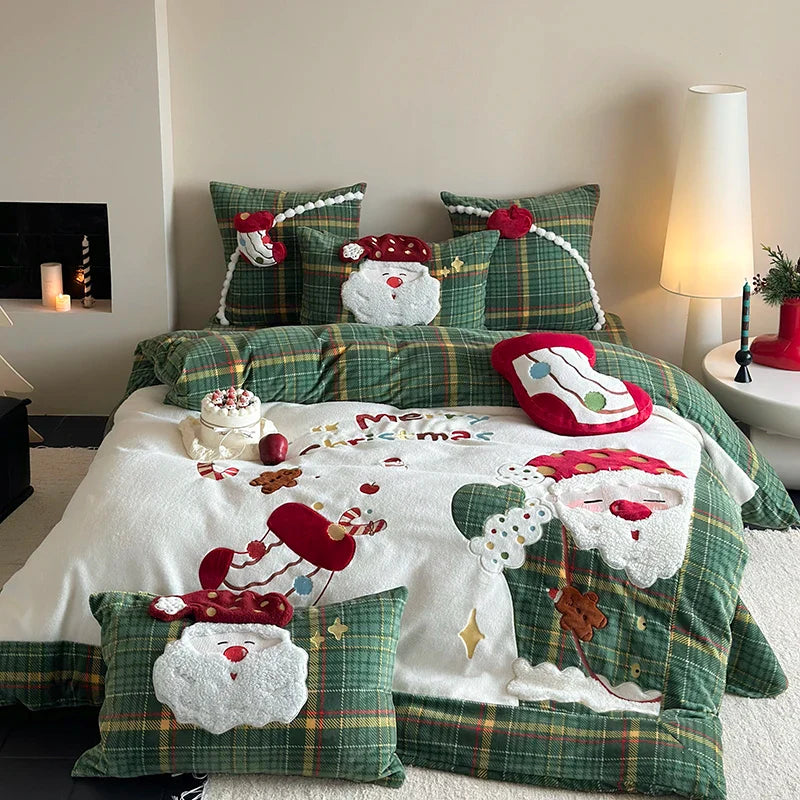 Afralia™ Santa Claus Winter Bedding Set, Single Duvet, Bed Sheet, Pillowcases