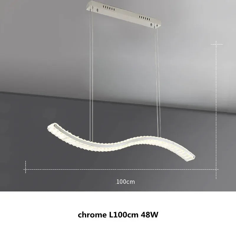 Afralia™ S Wave Steel & Crystal Dimmable LED Pendant Lights