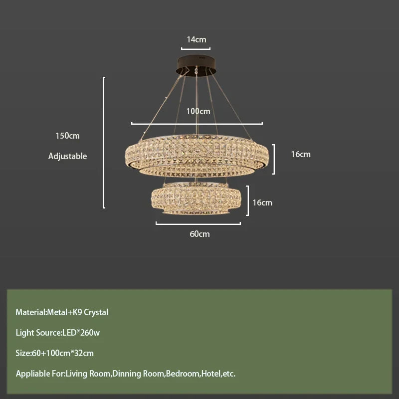 Afralia™ Modern Round Crystal LED Ceiling Lamp for Luxurious Living Room Lighting