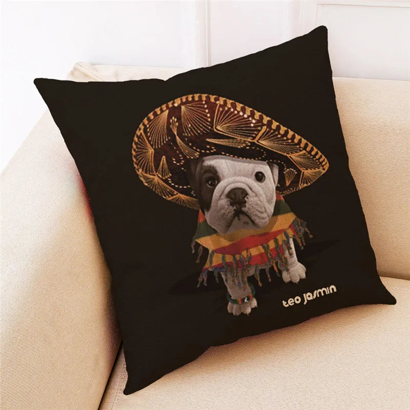 French Bulldog Linen Pillowcase 45x45cm Modern Design for Afralia™