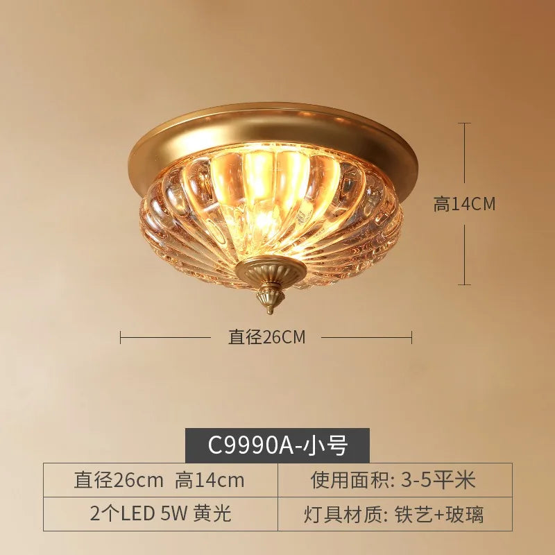 Afralia™ Modern Round Glass Ceiling Light LED E27 Gold/Black for Bedroom Cafe