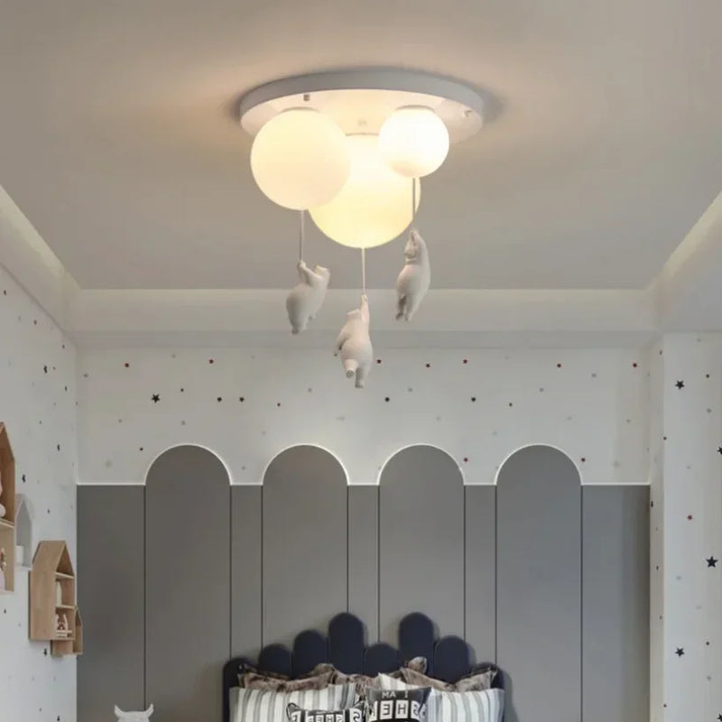 Afralia™ Bear Pendant Light: Kids Bedroom Chandelier LED Balloon Ceiling Lamp