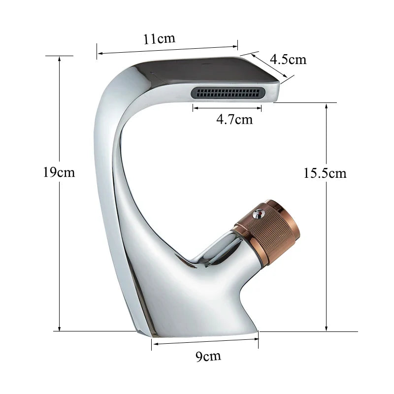 Afralia™ Waterfall Basin Faucet Chrome/Black Mixer, Hot Cold Single Hole Deck Mount