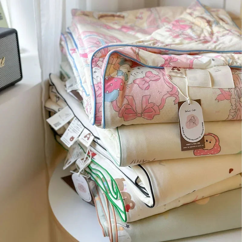 Afralia™ Children Cartoon Summer Cooling Quilt - Double Bed Breathable Thin Blanket Duvet