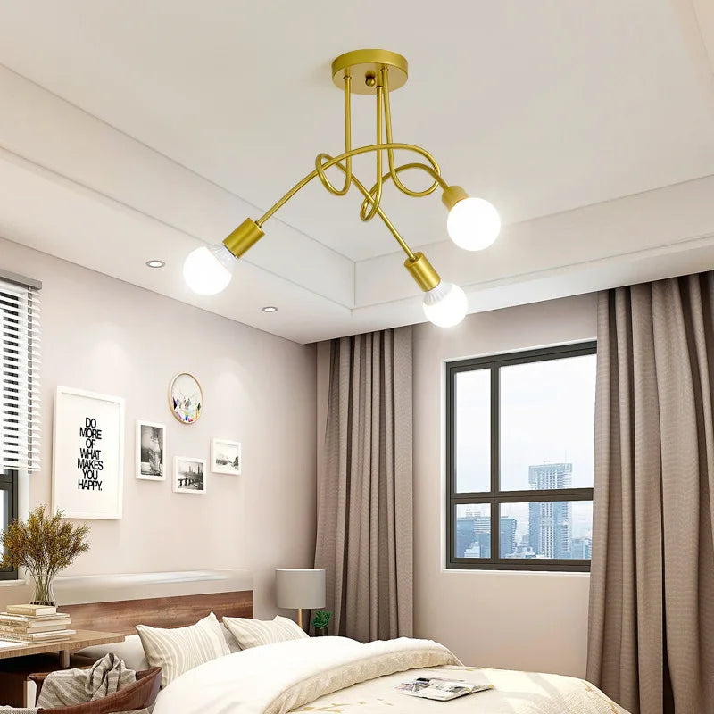 Afralia™ Wrought Iron LED Chandelier Living Room Light Fixture