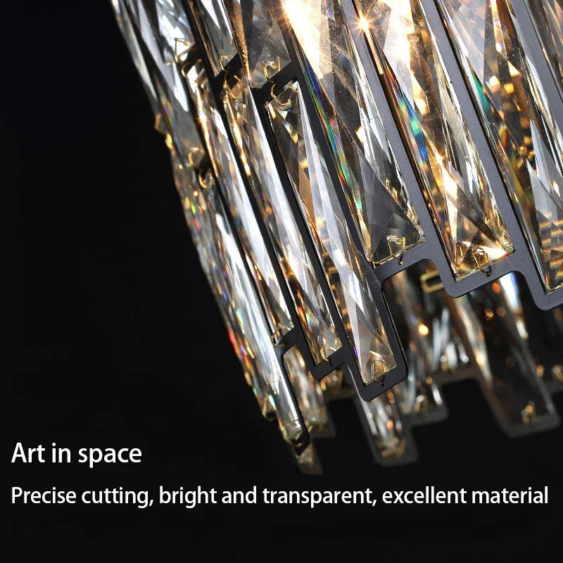 Afralia™ Modern Black Crystal LED Pendant Light for Dining Room and Bedroom