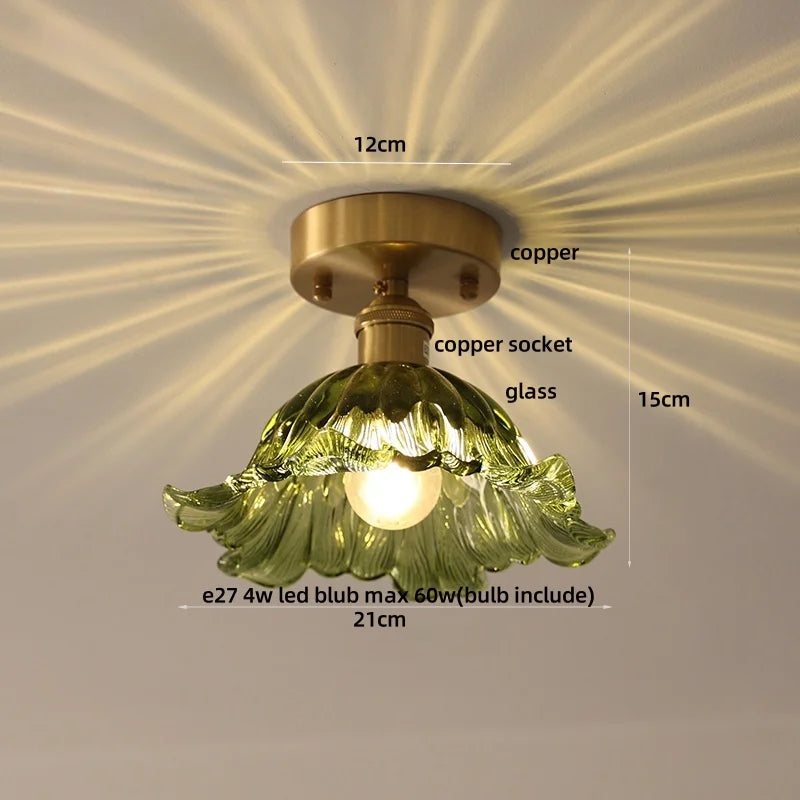 Afralia™ LED Copper Switch Ceiling Lamp Clear Glass Modern Home Decor