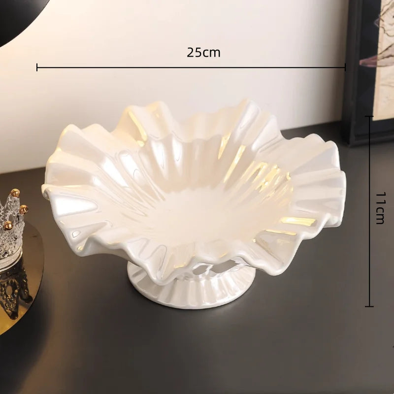 Afralia™ Wave Edge Ceramic Fruit Platter with High Legs: Stylish Home Decor and Snack Plate