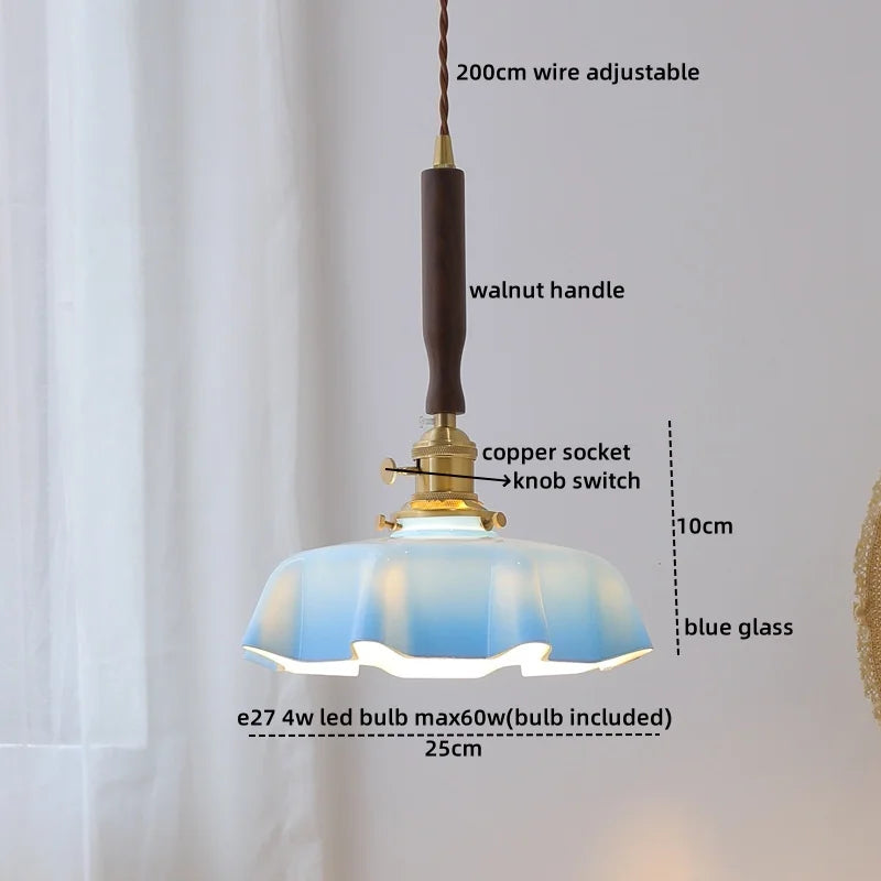 Afralia™ Blue Glass LED Pendant Lamp for Dining Living Room Bedroom