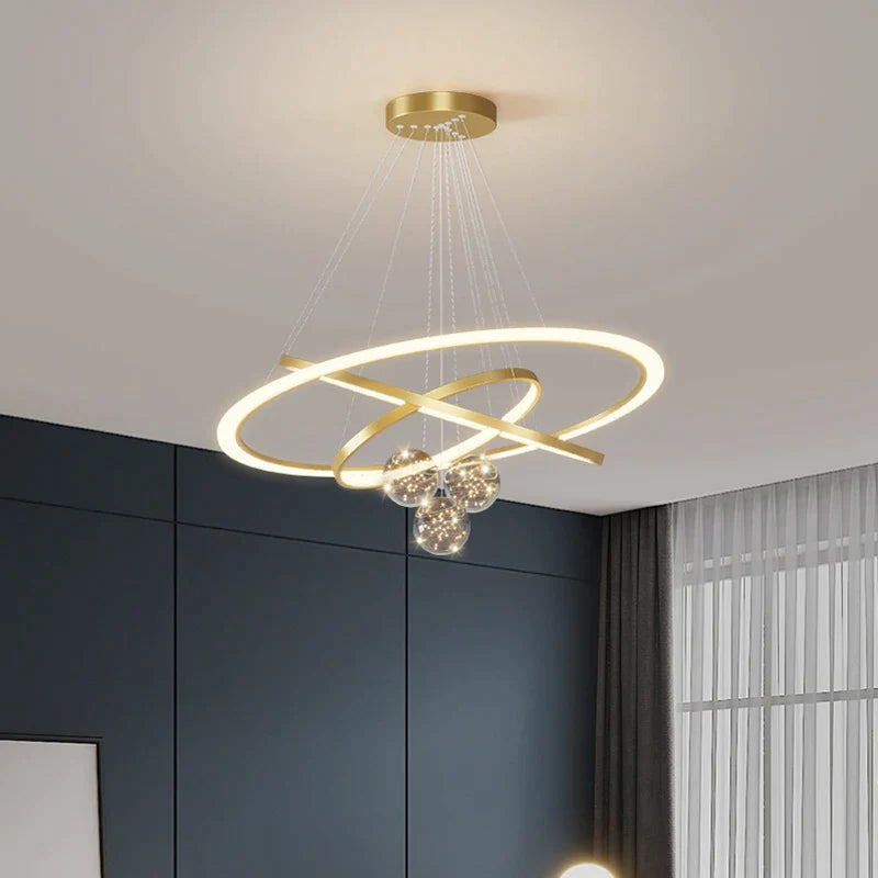 Afralia™ Modern Circle Chandelier with Gypsophila Surrounding Art for Living Room