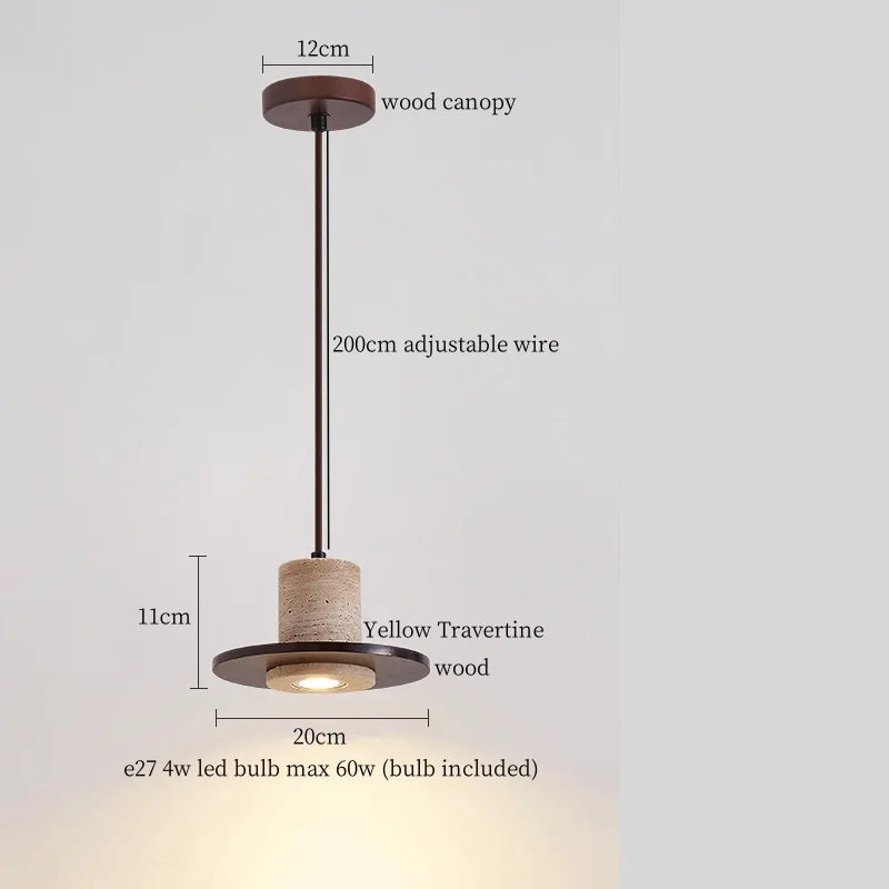 Afralia™ Yellow Travertine LED Pendant Lamps for Living Room Bedside Kitchen Decor
