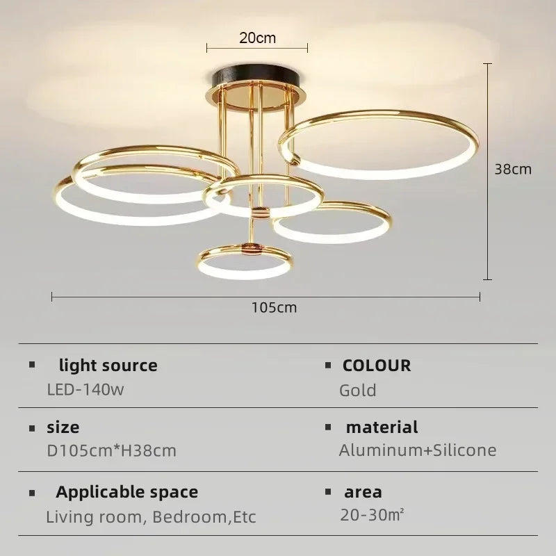 Afralia™ Modern Gold-plated LED Pendant Light for Luxury Indoor Lighting.