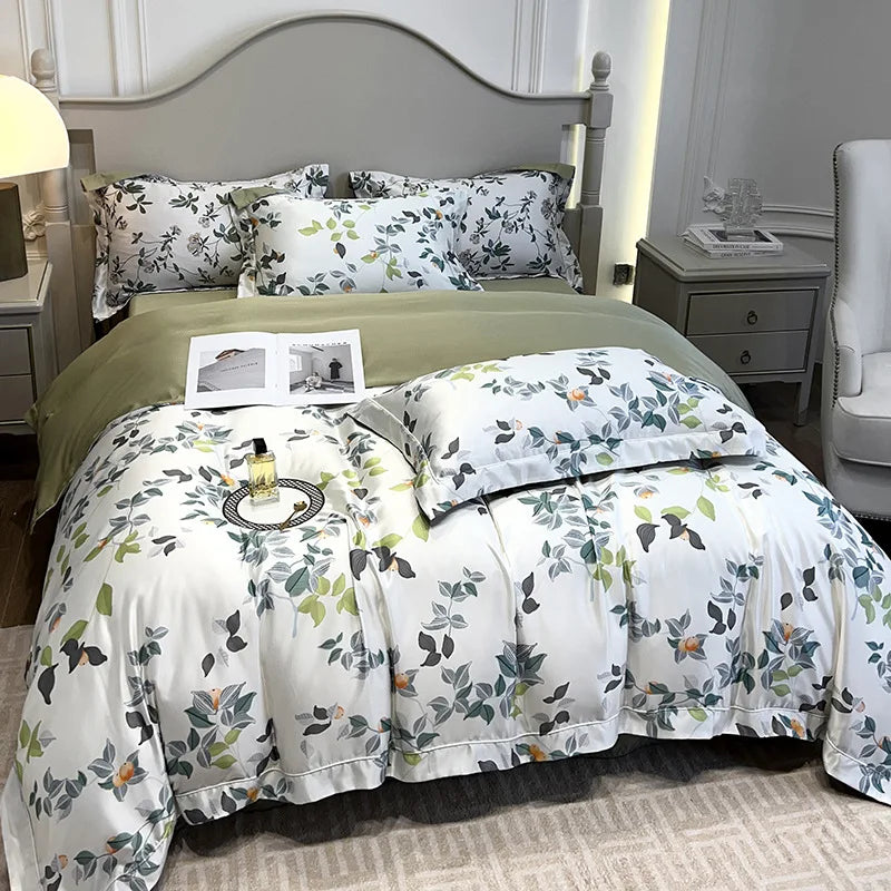 Afralia™ 3D Printed Faux Silk Bedding Set - Cooling, Skin-Friendly, Non-Fading Comfort