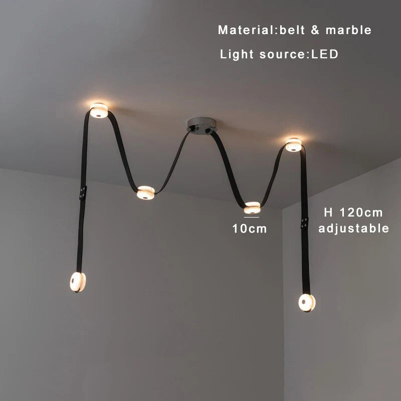 Afralia™ Black Leather Marble Chandeliers | Adjustable Dining Room Lamps | Easy Installation Home Decor