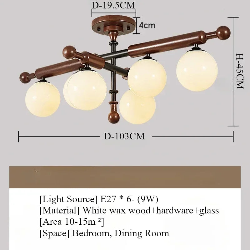Afralia™ Wood Pendant Light Retro Design LED Chandelier for Home Decor and Lighting