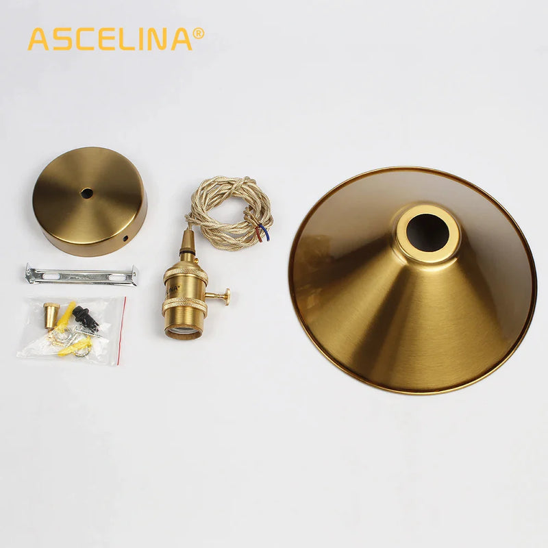 Afralia™ Golden E27 Pendant Light: Vintage Style Living Room LED Lamp