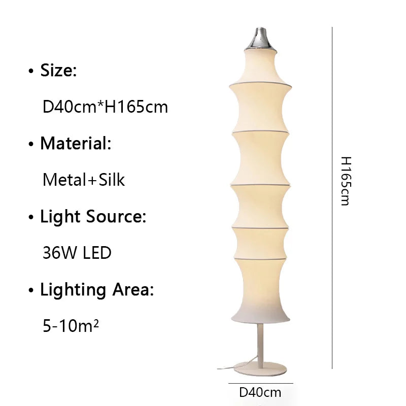 Afralia™ Cream Silk Japanese LED Floor Lamp for Modern Living Room Décor