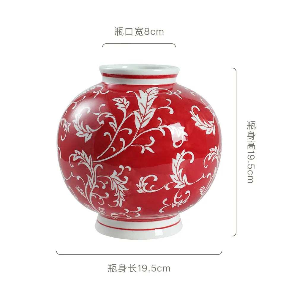 Afralia™ Blue White Porcelain Vase Chinese Retro Home Decor Flower Vase