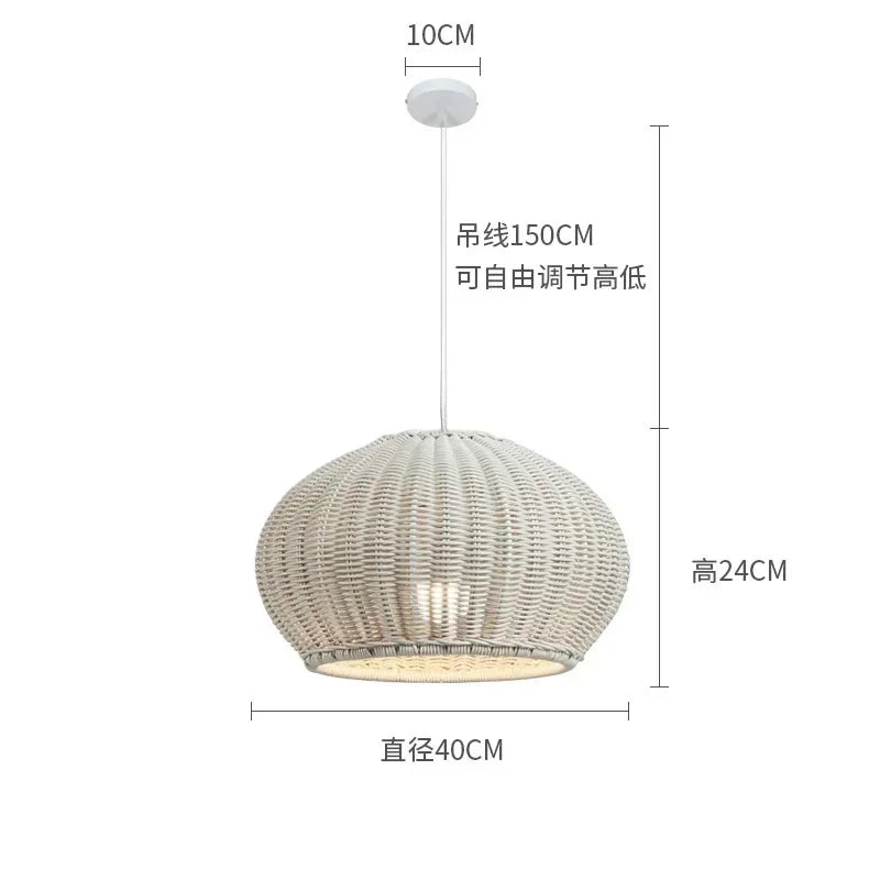 Afralia™ Chinese Style Outdoor Rattan Weaving Pendant Lights for Courtyard and Garden