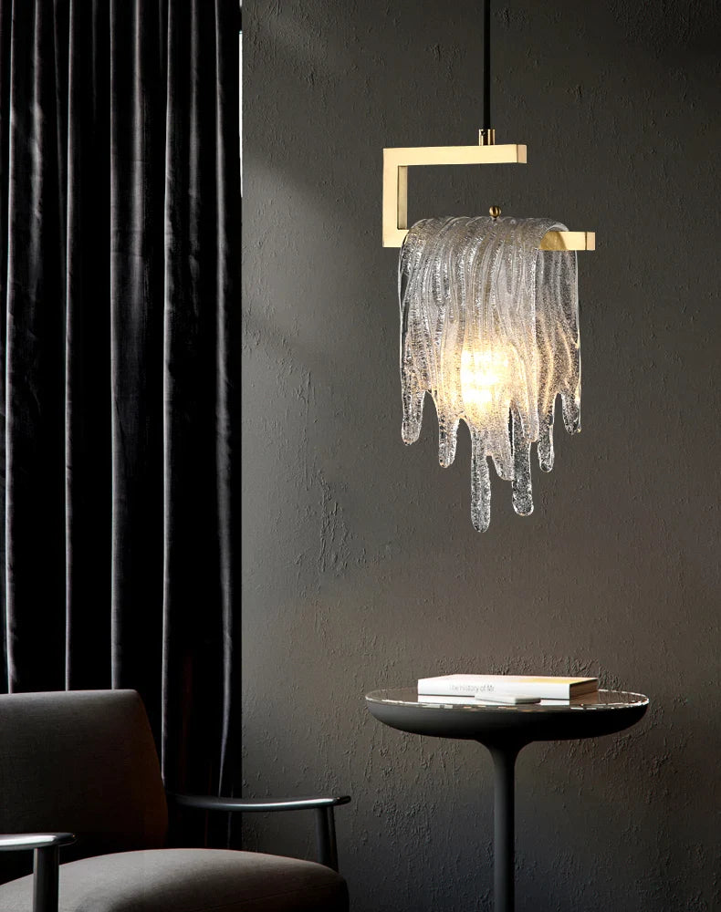 Afralia™ Icicle Glass Pendant Light for High-End Bedroom & Living Room Decor