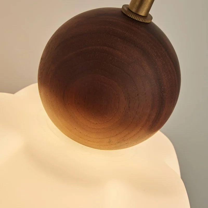 Afralia™ Walnut Wood LED Wall Lamp Sconce Pull Chain Switch Adjustable Art Light