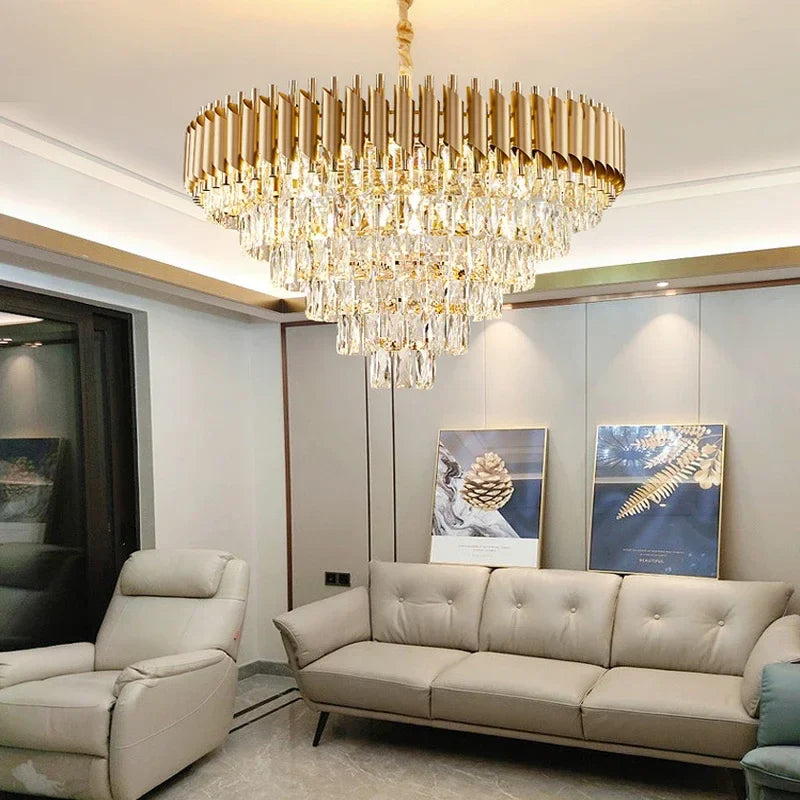 Afralia™ Crystal LED Pendant Chandelier: Modern Luxury Living Room Dining Lighting Fixture