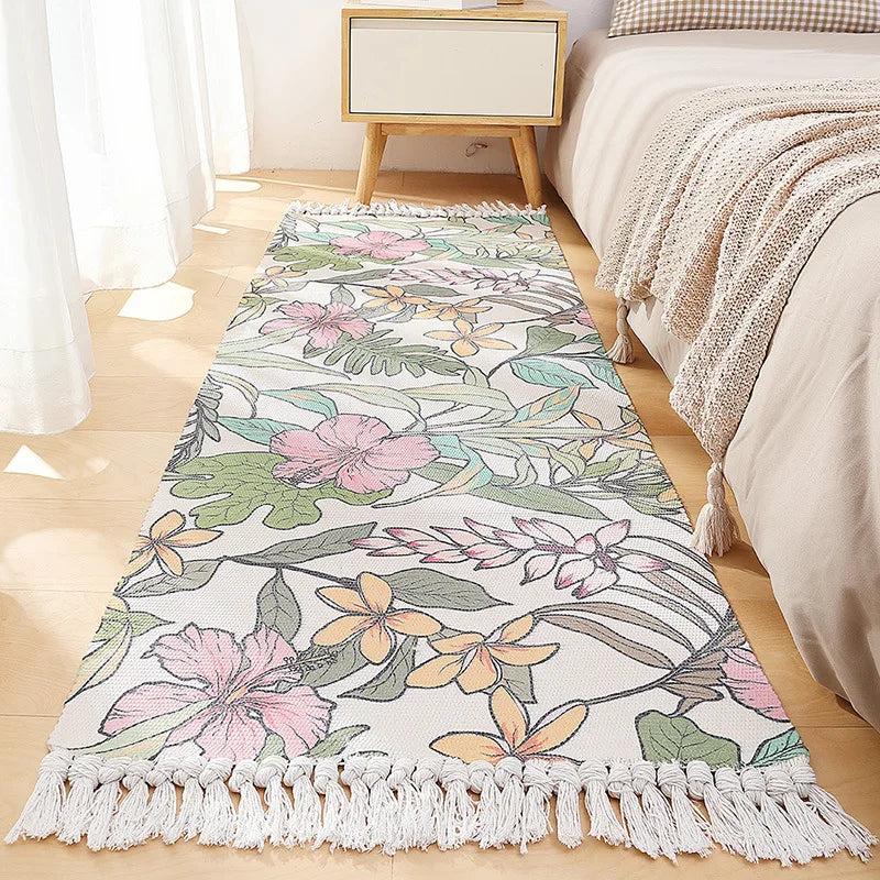 Afralia™ Soft Weave Tassels Bedside Rug, Anti-Slip Living Room Carpet