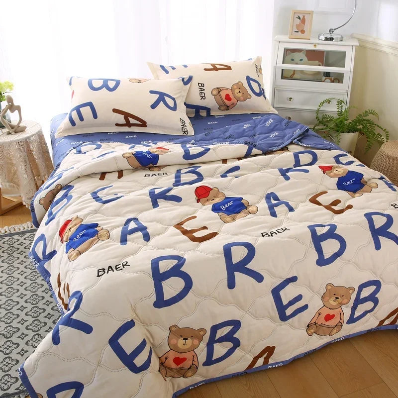 Afralia™ Bear Quilt & Pillowcase Set - Soft & Breathable Summer Bedding