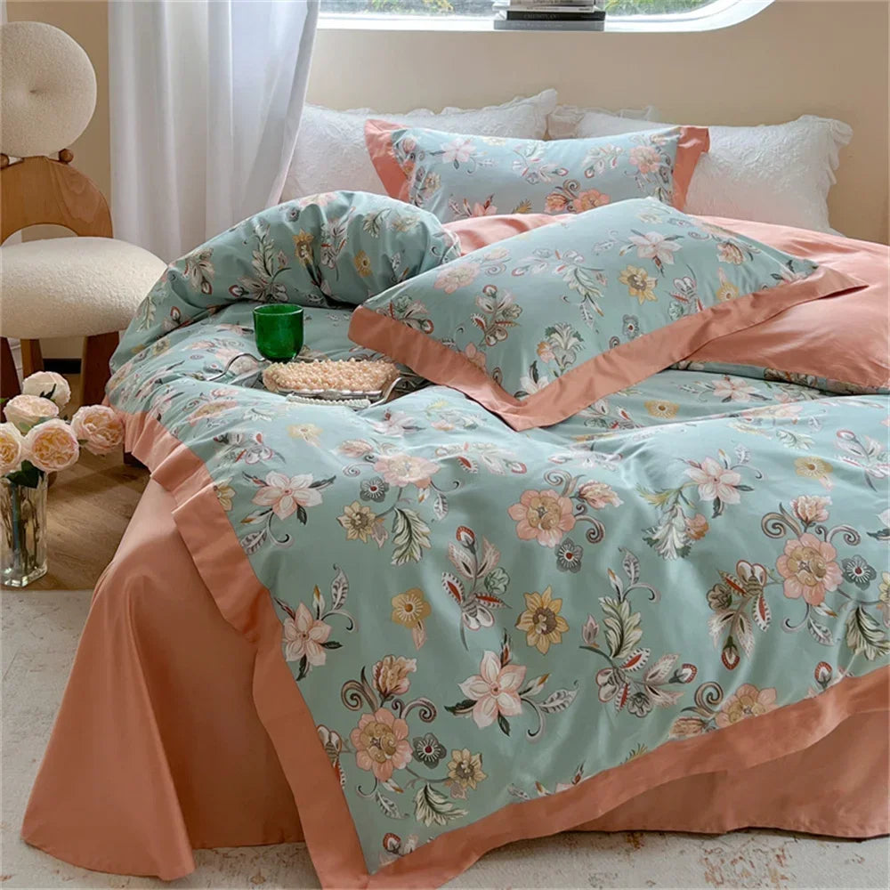 Afralia™ Colorful Bedding Set: King/Queen Size Bed Lines, Sheet, Pillowcase, Duvet Cover Set