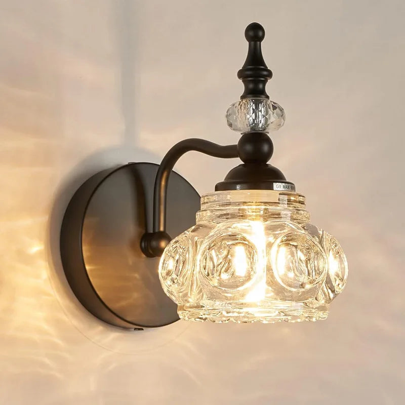 Afralia™ Gold Crystal Wall Lamp: Luxury LED Indoor Light for Living Room, Bedroom, and Bathroom