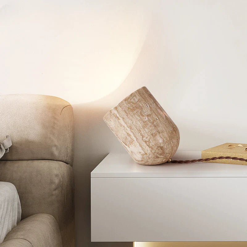Afralia™ Travertine Stone Table Lamp for Bedroom Living Room Study Lighting