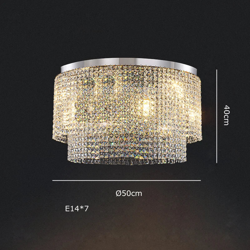 Afralia™ Crystal Tassel Golden Ceiling Chandelier for Dining Table