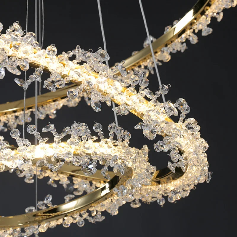 Afralia™ Crystal Pendant Chandelier: Modern Luxury Dimmable LED Ring Light for Home and Restaurant