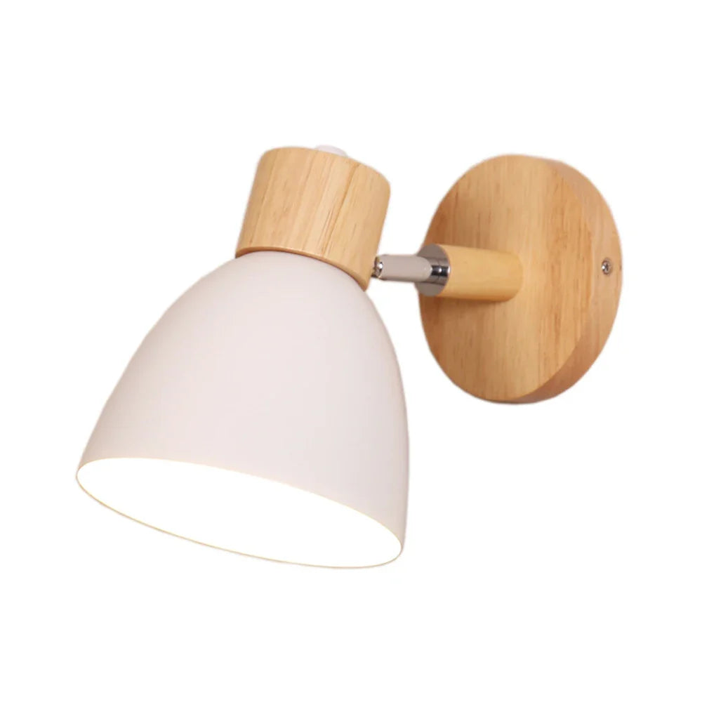 Afralia™ Wood Bedroom Wall Light Modern Macaron LED Sconce, Nordic Minimalist Design