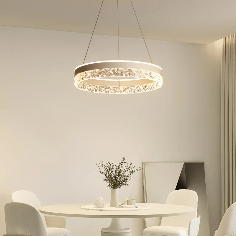 Afralia™ Crystal Ring LED Pendant Light - Modern Home Lighting for Bedroom and Restaurant