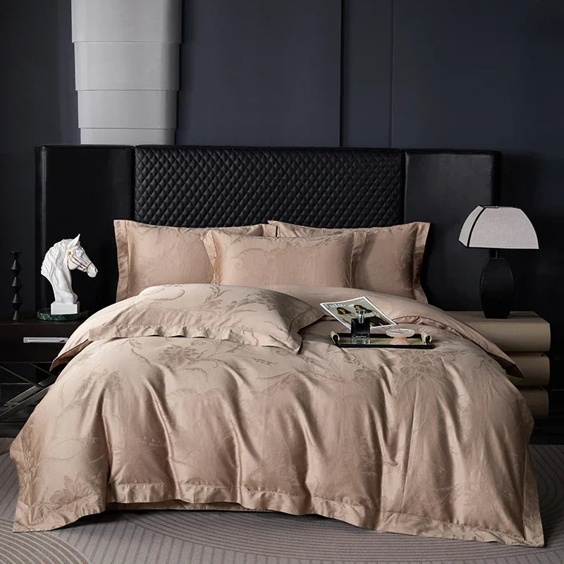 Afralia™ Luxury Egyptian Cotton Jacquard Bedding Set with Duvet Cover, Sheet, and Pillowcases