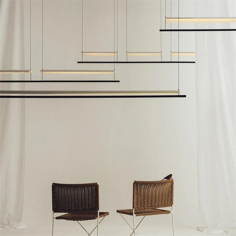 Afralia™ LED Iron Art Chandelier: Nordic Minimalist Design with Long Lights for Office
