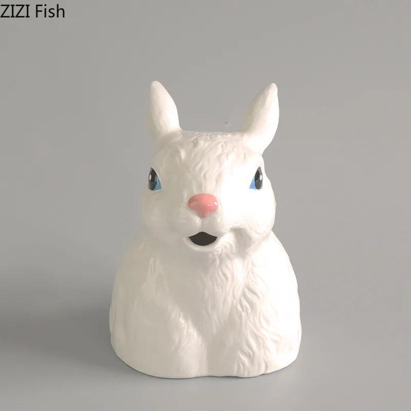 Afralia™ Rabbit Ceramic Vase for Desk Decor and Floral Arrangements