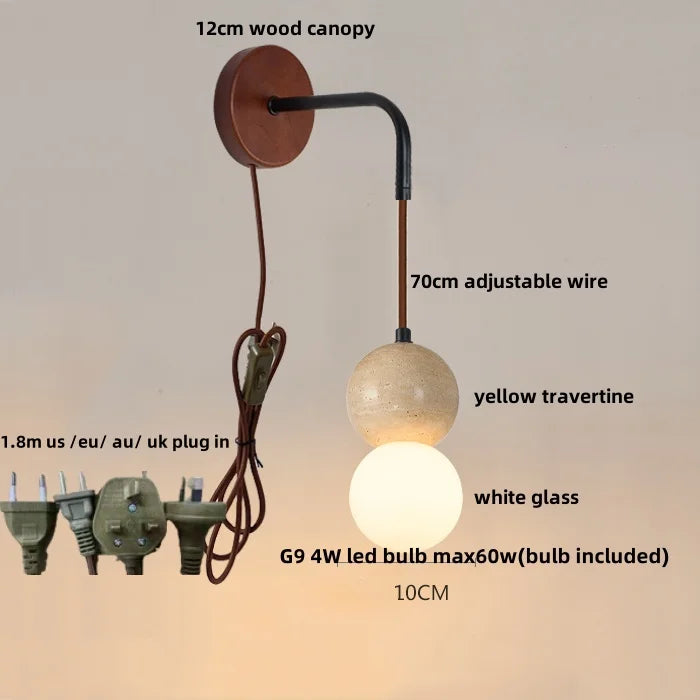Afralia™ White Glass LED Wall Lights Wood Nordic Modern Bedside Lamp Sconce