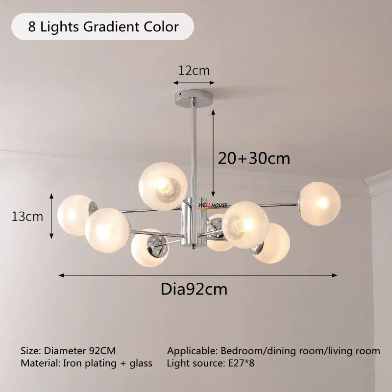 Afralia™ Silver LED Glass Chandelier for Bedroom Living Room Kitchen - Modern Nordic Pendant Light